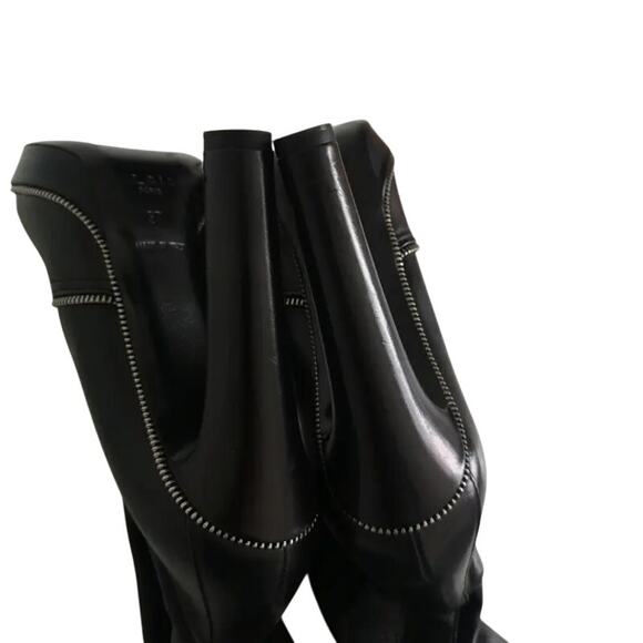 Alaïa Paris Black Leather Knee-High Zipper Boots 40.5 Italy - Picture 10 of 12